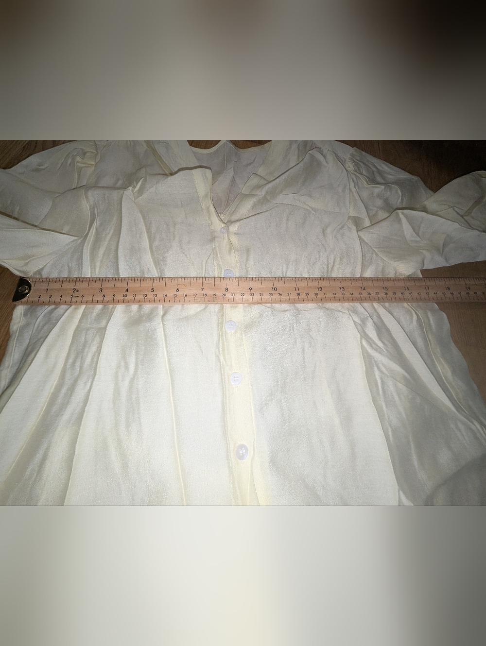 Pale Yellow V-Neck Button-Front Blouse - Picture 10 of 12
